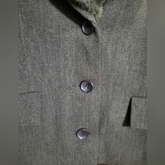 Vintage Reitmans Brown Tweed Blazer Jacket with Removable Fur Collar - Picture 6 of 9